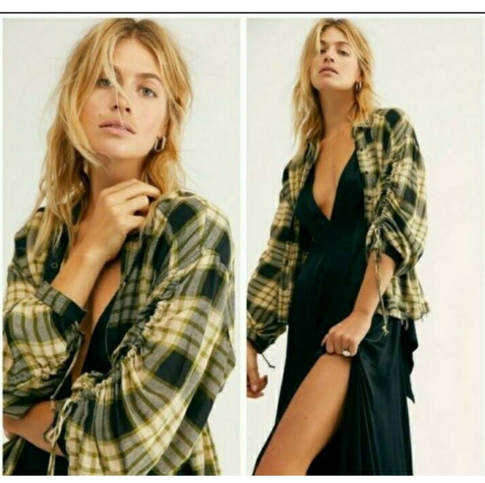 Free People Pacific Dawn Plaid Shirt.